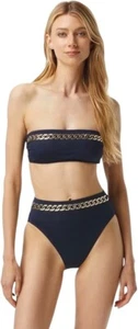 Set costume da bagno bikini Michael Kors donna taglia M nuovo blu navy catena fascia nuovo con etichetta - Foto 1 di 11