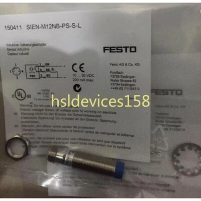 New One Festo SIEN-M12NB-PS-S-L 150411 Proximity Sensor Free Shipping - Image 1 of 2