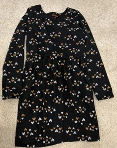 Halloween Cat and Jack girls black Hearts long sleeve dress med - Picture 1 of 3