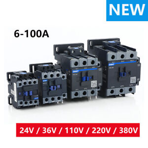 AC Contactor 6-100A Normally Open/Closed 3 Pole 24/36/110/220/380V Coil Voltage
