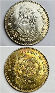 UNC Fire Toned 1963 Mexico Silver Coin Un Peso Large Silver Dollar Rainbow Sheen - Picture 1 of 4