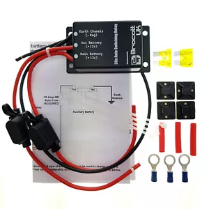 SPLIT CHARGE RELAY CAMPER VAN VOLTAGE SENSING RELAY BUILTIN FUSE HOLDER 12V, 30A - Picture 1 of 4