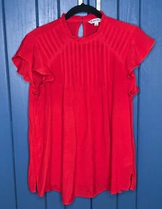Camisa Nanette Lepore Roja Pintuck Mangas Grandes Volantes Femenina Romántica Gótica - Imagen 1 de 6