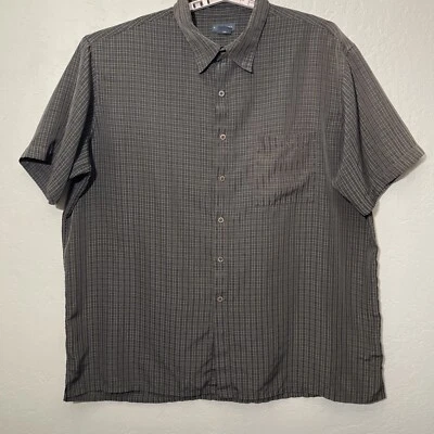 Camisa J.Ferrar Para Hombre Abotonada Manga Corta Rayas Marrón 2XLT 18-18 1/2 Foto 1 de 4