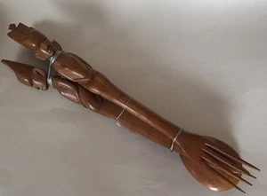 Juego de cucharas y servidores de ensaladas de tenedores tallados en madera artística de colección ¡MIRA!¡! - Imagen 1 de 10
