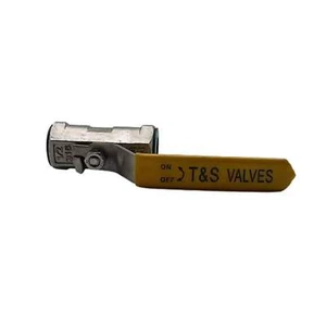 T&S Ball Valve ON/OFF 316 Stainless Steel 1000 WOG 1/2" Yellow - Bild 1 von 6