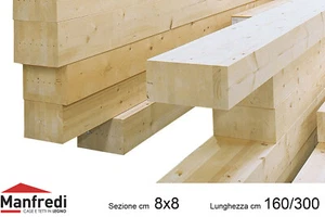 Travi in Legno Lamellare di Abete GL24h, Sez. 8x8 cm, Lunghezza da 160 a 300 cm - Foto 1 di 7