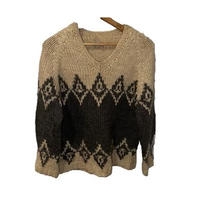 Vintage J Crew Hand Knit 100% Wool Chunky Sweater V Neck Size Small Heavy Bulky - Picture 1 of 17