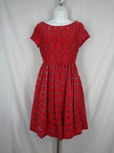 Moulinette Soeurs Anthropologie Red Rubbied Lace Dress Size 0 - Imagen 1 de 11