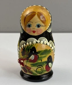 Vintage russische Matroschka verschachtelte Puppen 5er Set handbemalt rote Vögel Beeren - Bild 1 von 8