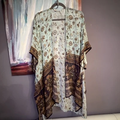 Soft Surroundings OS Floral Cover-up Cardigan Viscose Sequin Embroidered India - Image 1 of 4