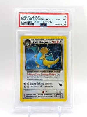 2002 POKEMON LEGENDARY COLLECTION #5 DARK DRAGONITE-HOLO PSA 8 - Image 1 of 2