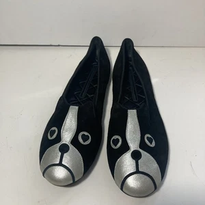 Marc Jacobs Women’s Loafers Slip On Shoes 39.5 Dog Boston Terrier Bulldog Black - Picture 1 of 5