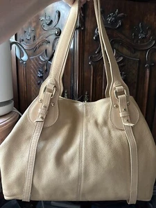 Authentic Vintage FURLA lt. tan Leather, lined tote bag. Outstanding condition. - Picture 1 of 12