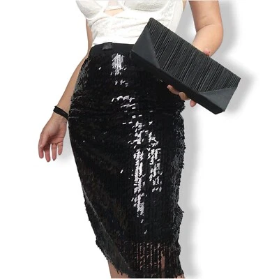 Vintage Jacqui E Pleated Black Satin Evening Clutch Purse Bag Prom Disco Y2K 90s - Image 1 of 4