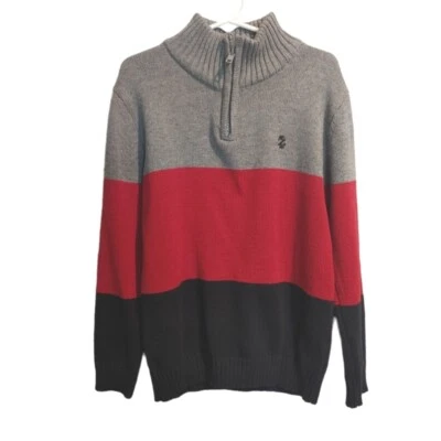 IZOD Boy's Sweater Colorblock Grey Red Navy Size XS 6/7  NWOT Kid's - Image 1 of 4