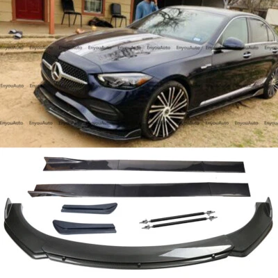For Mercedes-Benz C200 C300 Front Bumper Lip 86" Side Skirt Carbon Fiber  Foto 1 de 4