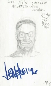 Jiba Molei Anderson Comics Artist Autographed Signed Index Card with Sketch - Picture 1 of 1