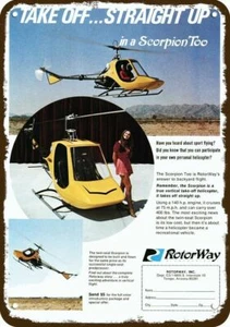 1971 ROTORWAY Scorpion Too Helicopter Vintage-Look DECORATIVE REPLICA METAL SIGN - Picture 1 of 1