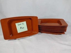 (C) Lot of 8 Mid-Century Snack Trays 6”x10” Brown Binghamton NY Plastics - Picture 1 of 7