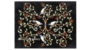 36" x 32" Marble corner side Table Top semi precious stones Inlay Home decor - Picture 1 of 1