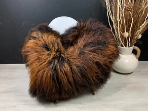 XXL Curly Black Brown Sheepskin Rug Pelt Genuine Real Seat Cover Accent Decor - Picture 1 of 9