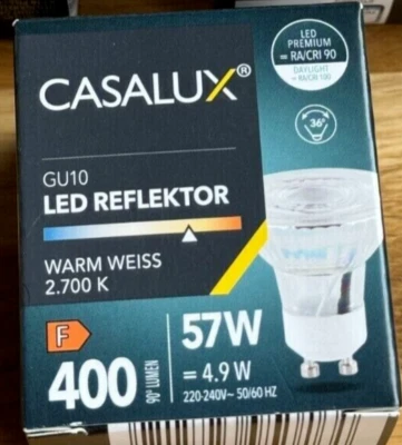 Premium Echtglas LED Reflektor 4,9W=57Watt GU10 400 Lumen warmweiß 2700K dimmbar - Bild 1 von 4