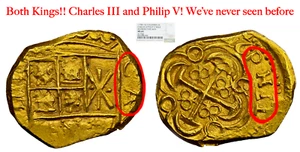 1715 FLEET BOTH KINGS! CHARLES II & PHILIP V! NGC 64! COLOMBIA 2 ESCUDOS DATED - Picture 1 of 21