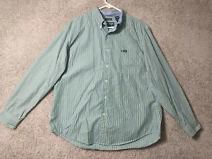 Chaps Shirt Mens XL Blue Green Striped Long Sleeve Button Down Adult - Picture 1 of 10
