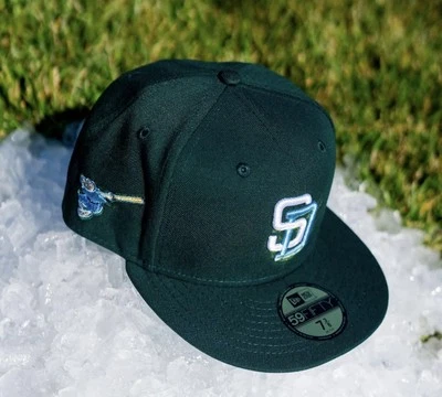 MLB San Diego Padres SD 59FIFTY Men's Fitted New Era Hat Cap Green Friar Patch - Image 1 of 4
