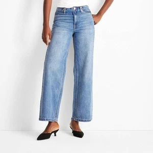 Women's Mid-Rise Wide Leg Jeans - Future Collective - Picture 1 of 25