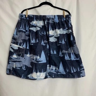 Newport Blue Men's Swim Trunks Sz XL Sailboat Blue Mesh Liner Pre Owned - Image 1 of 4