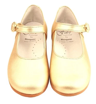 DE OSU-FARO - Spain - Girls Gold Leather Dress Party Shoes - European -Size 10-1 - Image 1 of 4