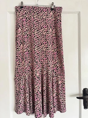 Oasis Women Pink Leopard Print A-Line Midi Skirt - Size S - Image 1 of 3