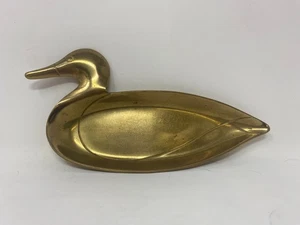 Vintage Brass MCM Mallard Duck Brass Trinket Dish Catchall Coin Tray Decor - Picture 1 of 8