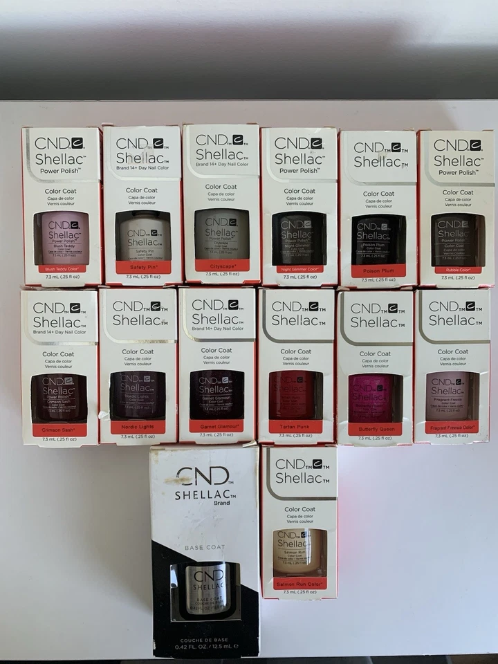 Lote de 14 Esmaltes de Uñas CND Shellac Power + Base de Colores Surtidos de 14 Días Foto 1 de 4