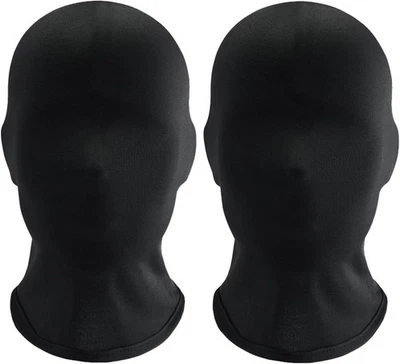 2 Pcs Black Full Face Spandex Masks Faceless Halloween Cosplay Unisex - Image 1 of 4