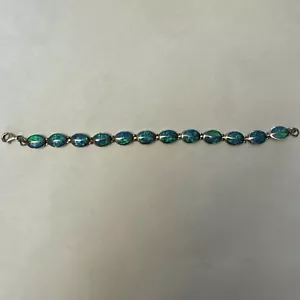 Vintage Sterling Silver Opal Bracelet - Picture 1 of 7