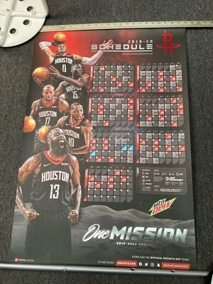 Póster del calendario de juegos de los Houston Rockets de la NBA 2019-2020 James Harden Russel Westbrook Foto 1 de 4