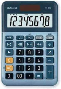 Casio Desktop Calculator MS-80E 8-Digit Currency Conversion Aluminium Front - Picture 1 of 6