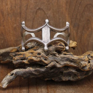 Unusually Shaped Sterling Silver Sand Cast Cuff Bracelet - Picture 1 of 5