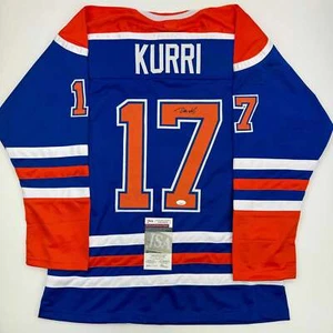 Autographed/Signed Jari Kurri Edmonton Blue Hockey Jersey JSA COA - Picture 1 of 4