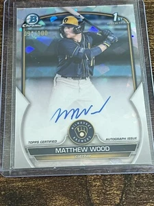 2023 Bowman Chrome Matthew Wood 1st Atomic Auto /100 Brewers - Picture 1 of 2