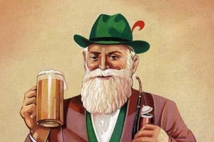 Enjoying a Beer and a Smoke Poster Print - Picture 1 of 1