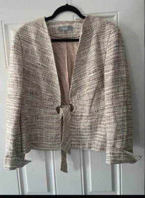 Jacket Wallis Stylish Cream Tie Up Belted Waist Jacket.size 16/18 - Image 1 of 4