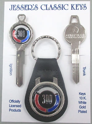 1964 CHRYSLER 300 Letter Series K Rare White Gold Deluxe Classic 3 pc Key Set  - Image 1 of 4