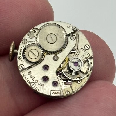 17.3mm Ladies Bulova 7AM Manual Wind Watch Movement Swiss Vintage PARTS SPARES - Image 1 of 4