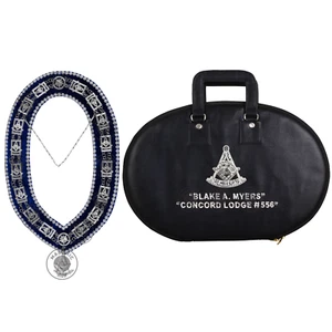Custom Masonic Hand Embroidered Past Master Chain Collar Case With Chain Collar - Picture 1 of 10