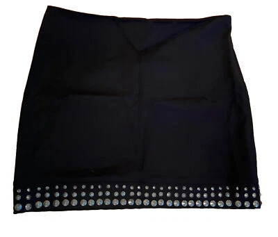 全新 What Goes Around Comes Around WGACA 黑色铆钉羊毛混纺弹力裙 M — 第 1/4 张图片