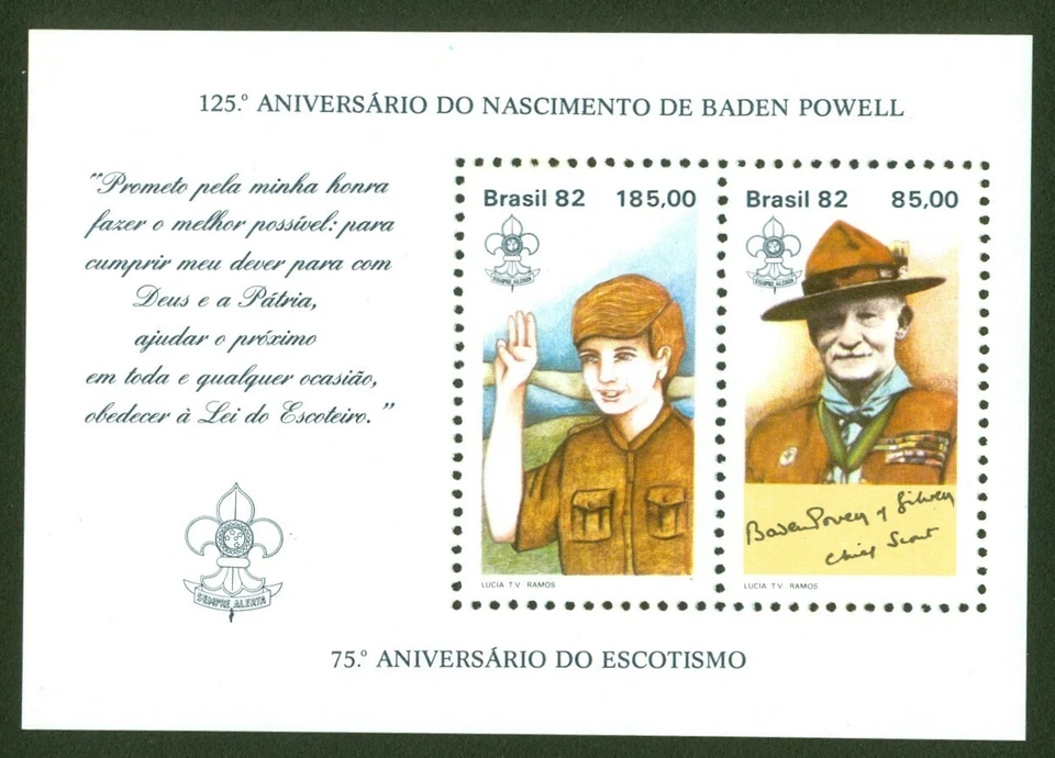 Baden Powell - 125 Aniversario - Año Scout - BRASIL Scott# 1812a-b 1982 Foto 1 de 1